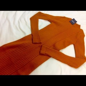 NWT Forever 21 Mustard Ribbed Sweater Dress Small